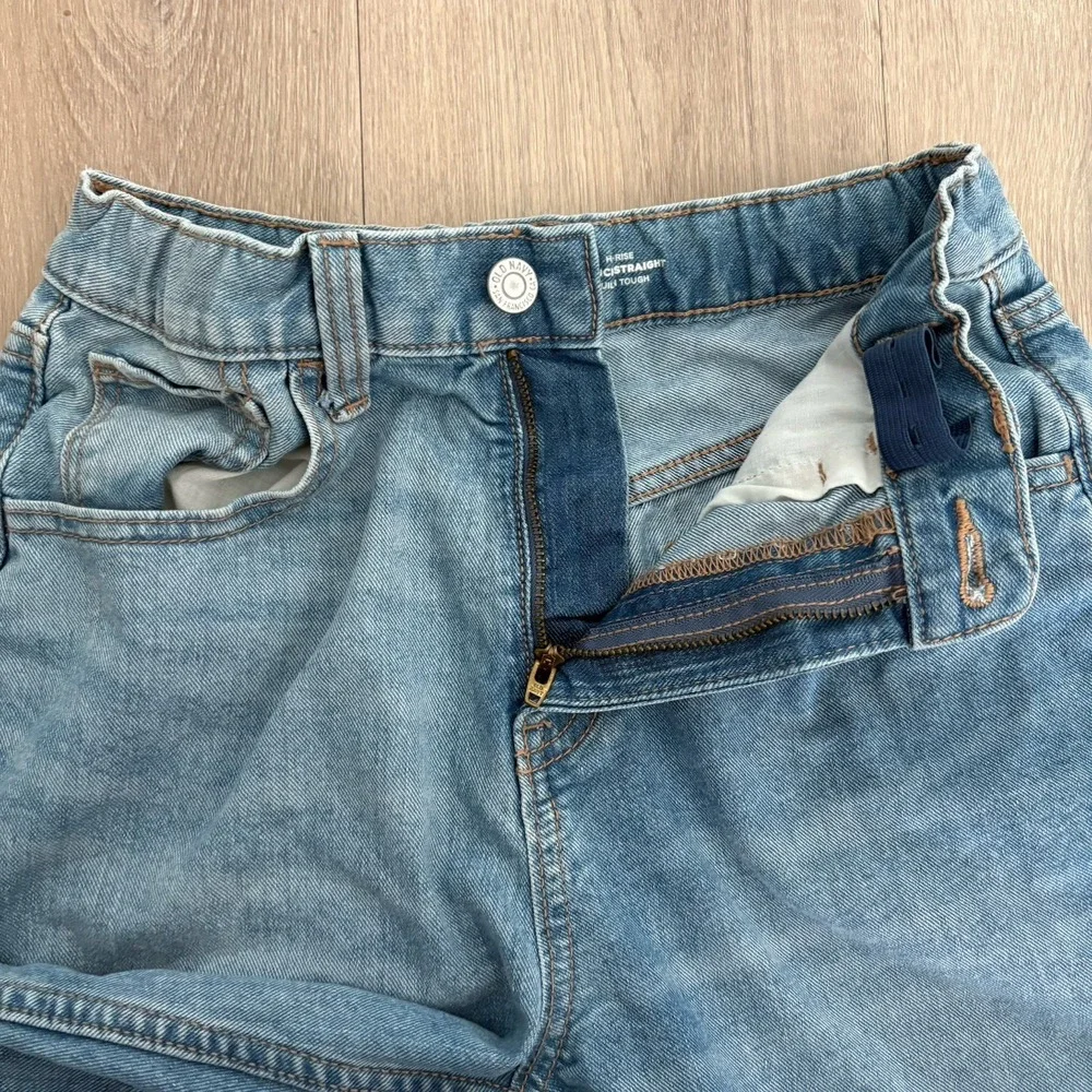Old Navy Girls Jeans Size 14 Light Blue High Rise Slouchy Straight Leg Denim